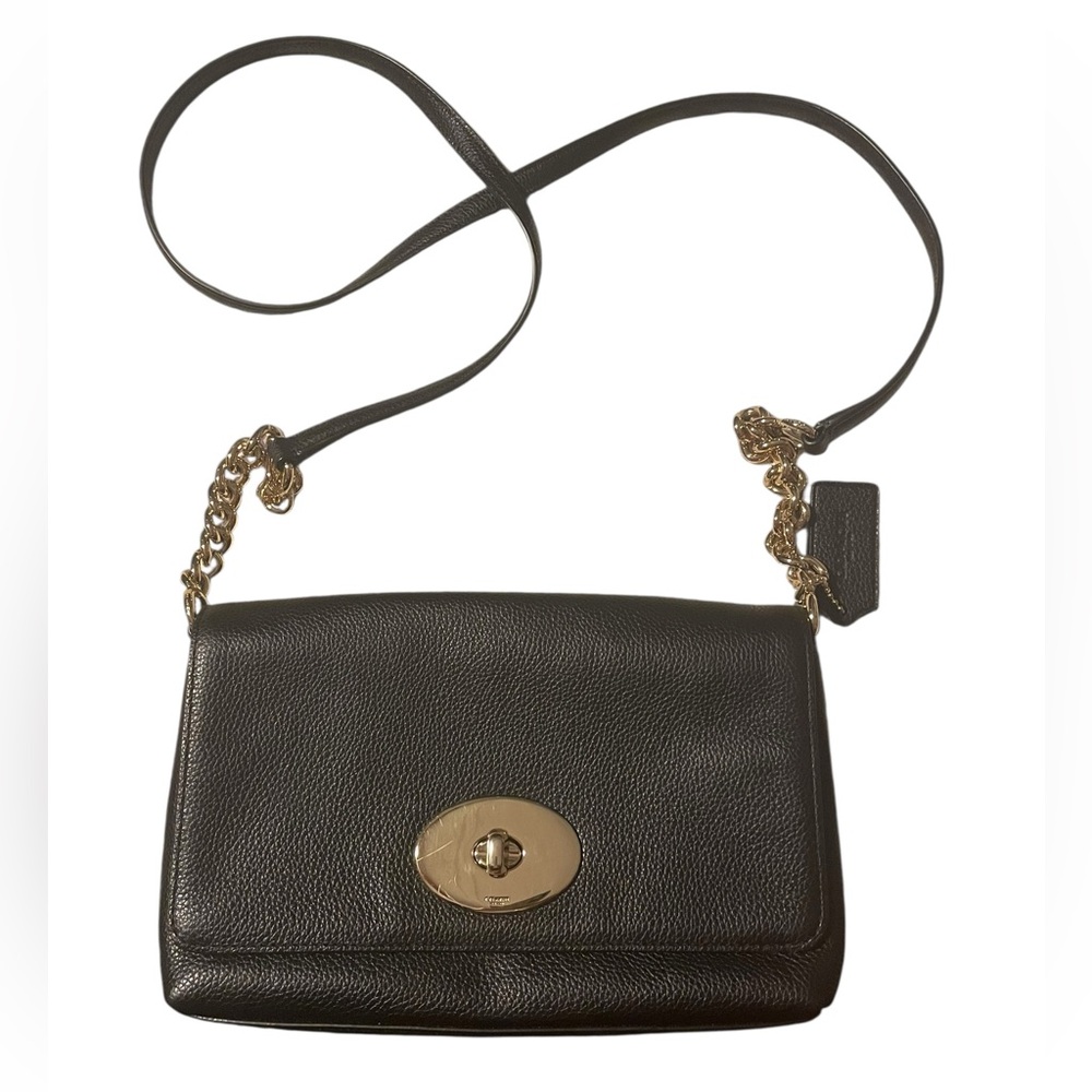 Coach Crosstown Black Crossbody Bag with Gold Chain 2015